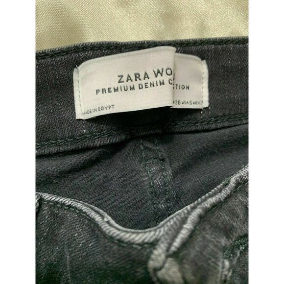 Zara Womens New Solid Black Mid Rise Skinny Jeans Denim 6 Small - Picture 6 of 10